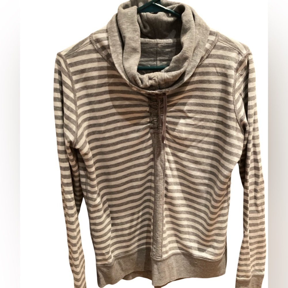 lululemon athletica Gray and White Striped Cowl Neck Sweater reversible - Picture 5 of 5